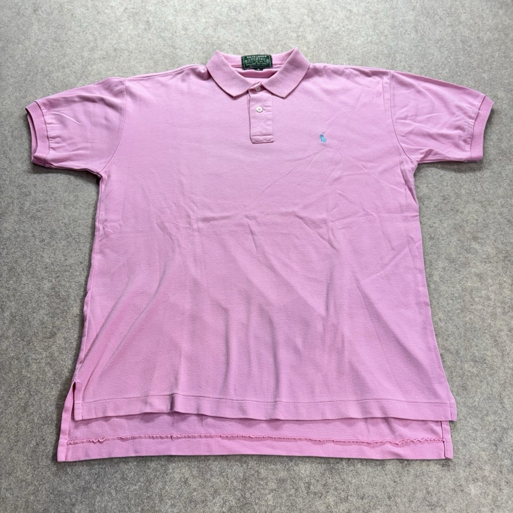 Vintage Ralph Lauren Country Polo Shirt Men's Small Pink Cotton Preppy USA Made